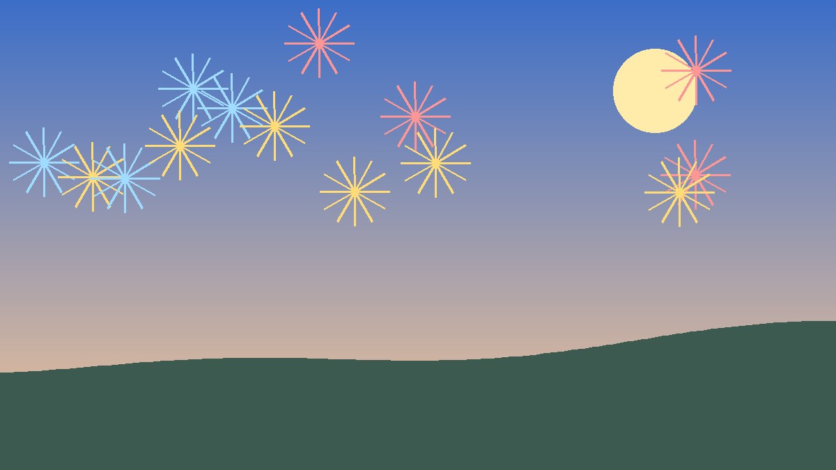Fogos de artifício no céu ao entardecer