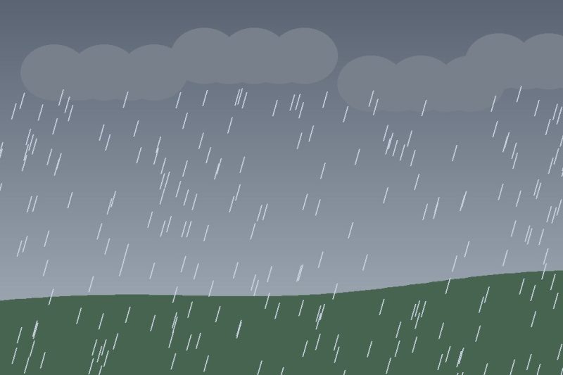 Céu nublado com chuva sobre um morro