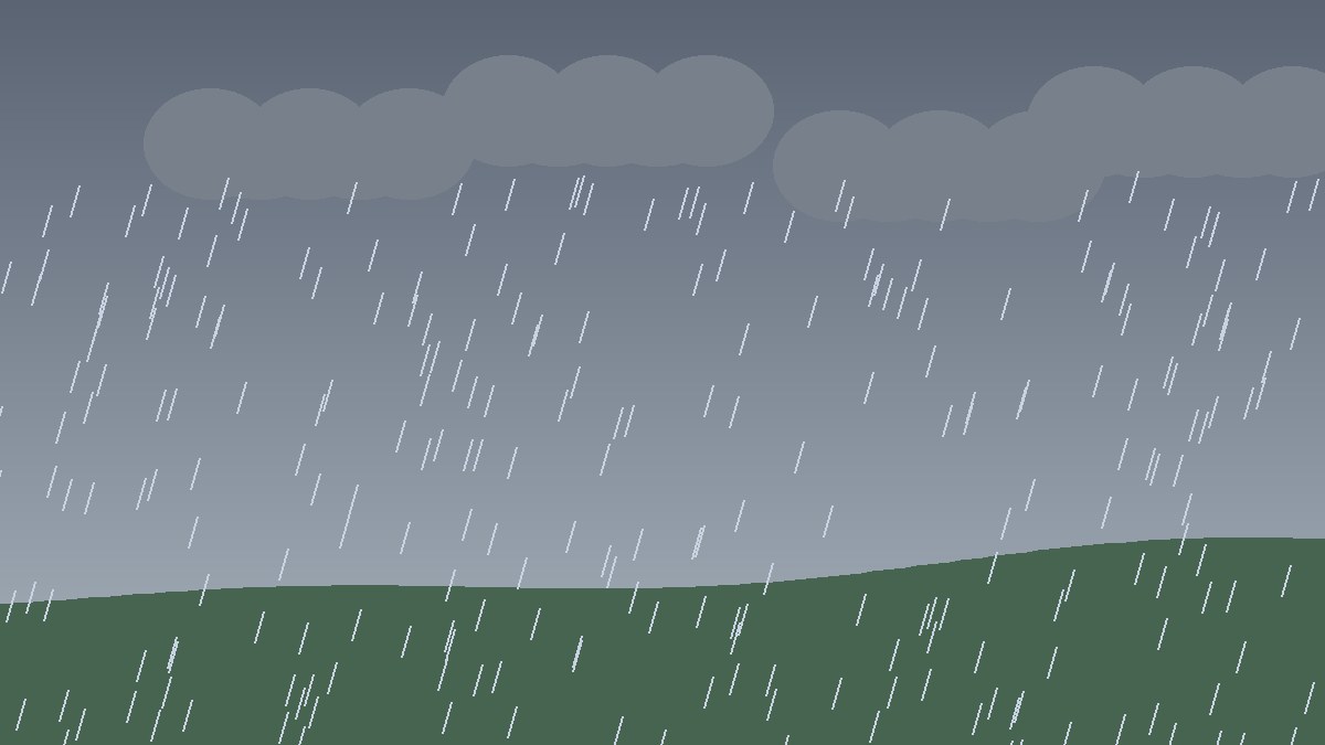 Céu nublado com chuva sobre um morro